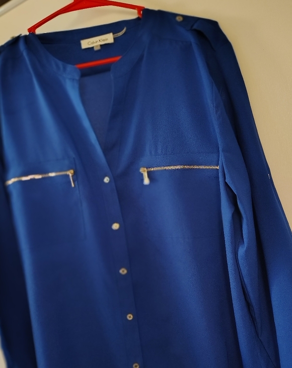 Calvin Klein Tops - Royal blue Calvin Klein XL button down classy professional contemporary top